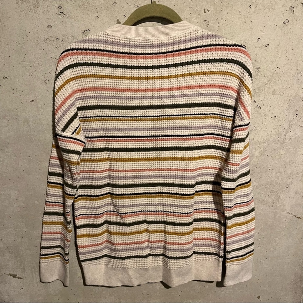 REI Co-op Wallace Lake Waffle Sweater Womens Small Striped Thermal Knit - Picture 6 of 8